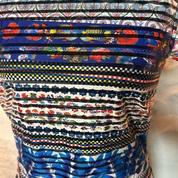 Desigual Fiona Fish Print Tropical Midi Dress | Size S | Colorful Boho Summer - Picture 3 of 13